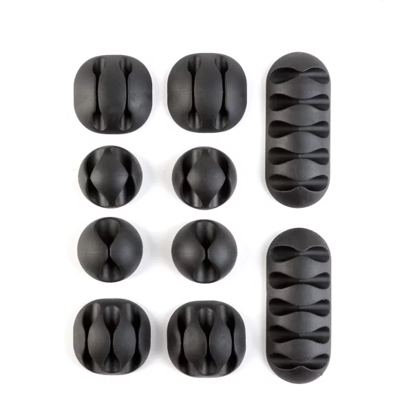 Wire fixing kit - self-adhesive - black - 10 pcs / package Delight 05557