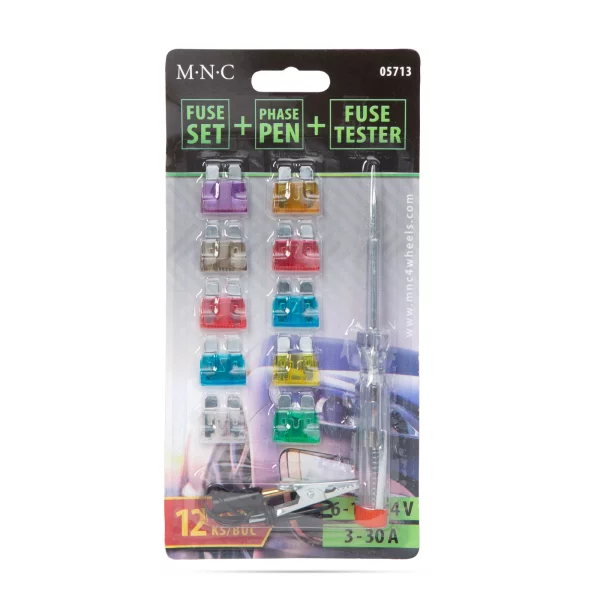 Fuse set + Phase pen + tester - 10 pcs - 6 - 24V, 3 - 30A MNC 05713