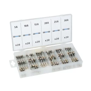 Glass fuse set in storage box - 120 pcs - 5-30A MNC 05714