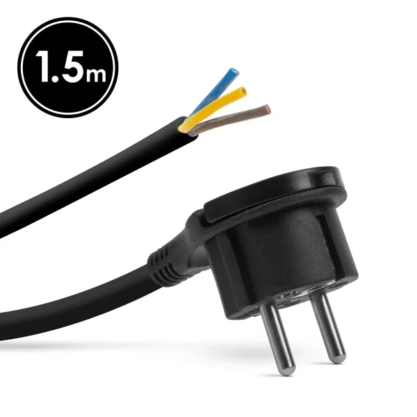 Installable mains plug - with plastic tab - with 1.5 m cable - 3 x 1.5 mm2 - black Delight 05942A