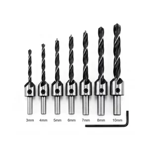 Drill bit set with countersink - for wood - 3/4/5/6/7/8/10 mm Handy 10165