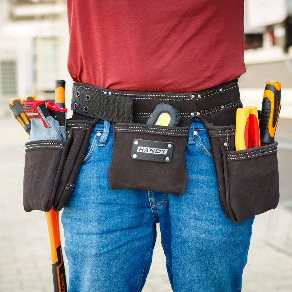 Bőr szerszámtartó öv - 7 zseb, 1 kalapácstartó, 4 ceruzatartó Handy 10260B