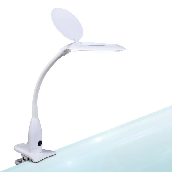 Asztali LED lámpa - nagyítóval - csipeszes - fehér Handy 10800