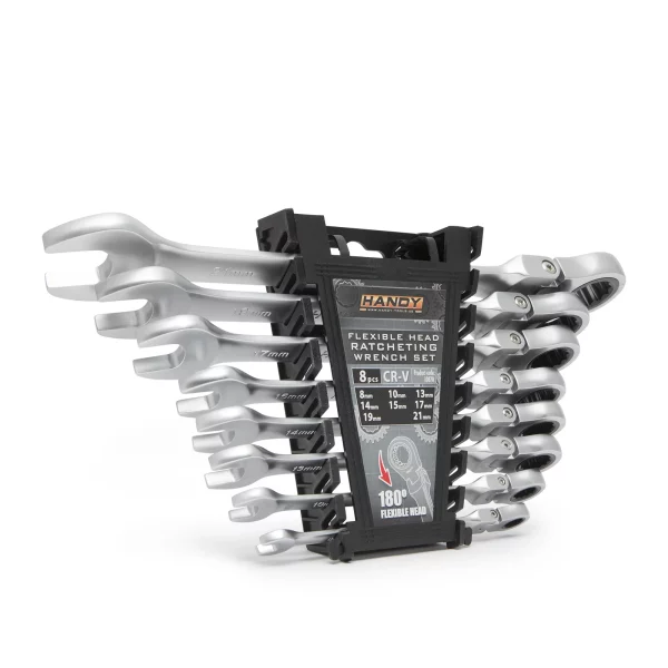 Racsnis csillag-villáskulcs készlet - 8,10,13,14,15,17,19, 21 mm - flexibilis fejjel Handy 10870