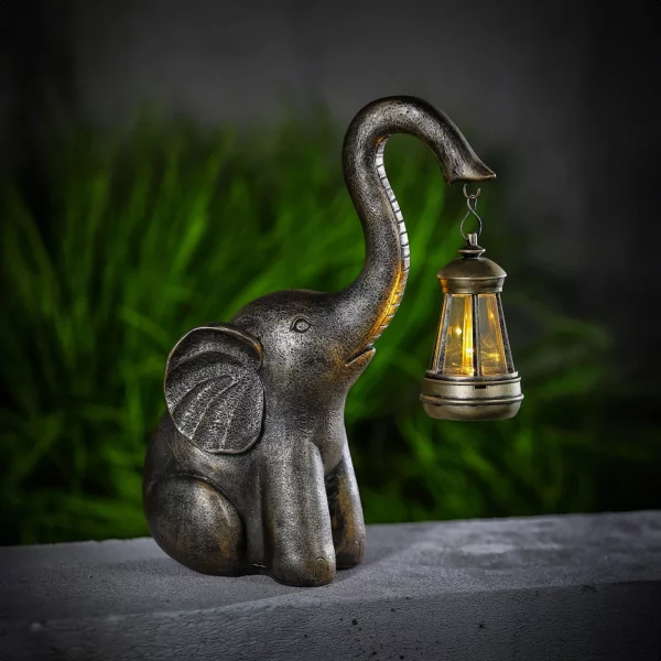 LED-es szolár lámpa - elefánt - melegfehér - műanyag - 30,5 x 12 x 24 cm Garden of Eden 11267