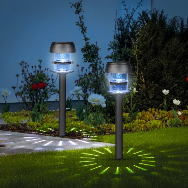 Leszúrható szolár lámpa - 1 fehér LED - 7,5 x 7,5 x 40 cm Garden of Eden 11275