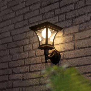 LED solar lamp – wall-mounted – 21 x 21 cm – 8 LEDs – black – warm white Garden of Eden 11404A