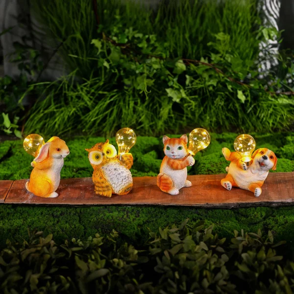 Szolár állatfigurák - 4 féle - 5 x melegfehér LED - 15 cm Garden of Eden 11418