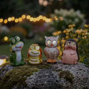 Szolár állatfigurák - 4 féle - mozgó szemekkel - 104 x SMD LED - 20 cm Garden of Eden 11420B