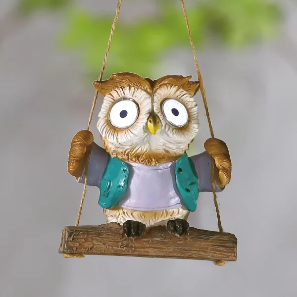 Felakasztható szolár dekoráció - bagoly - 2 fehér LED - 10 x 6 x 28 cm Garden of Eden 11428E