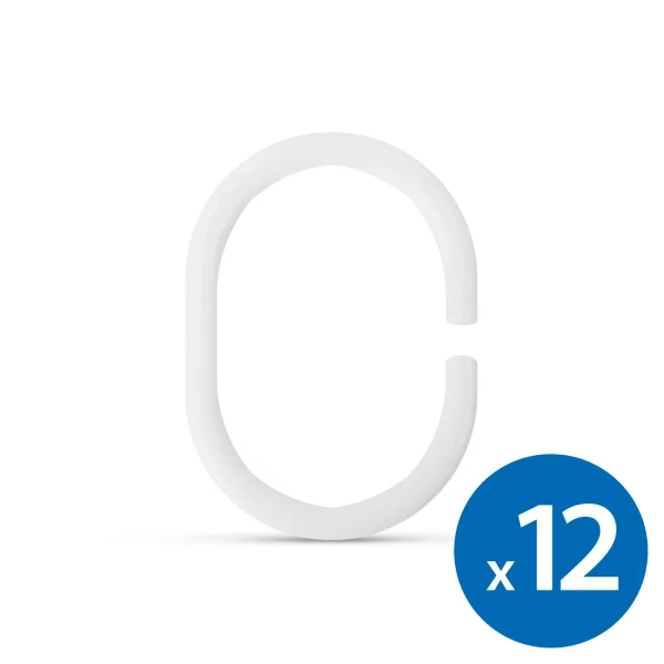 Zuhanyfüggöny-karika - műanyag, ovális - 12 db / csomag Bewello 11520B