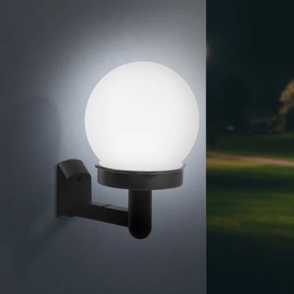 LED-es szolár fali lámpa - hidegfehér - fekete - műanyag Garden of Eden 11710
