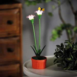 Szolár színes virág - 8 x 8 x 32 cm - 10 melegfehér LED - lila Garden of Eden 11735A
