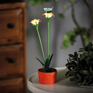 Szolár színes virág - 8 x 8 x 32 cm - 10 melegfehér LED - piros Garden of Eden 11735B