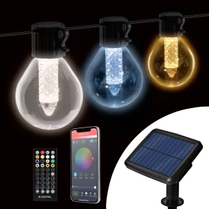 Smart szolár fényfüzér - 15 db fehér LED - állítható színhőmérséklet - 7,5 m - bluetooth 11743
