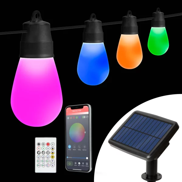 Smart szolár fényfüzér - 15 db RGBIC LED - 6,5 m - bluetooth Garden of Eden 11746