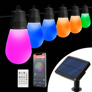 Smart szolár fényfüzér - 30 db RGBIC LED - 13 m - bluetooth Garden of Eden 11747