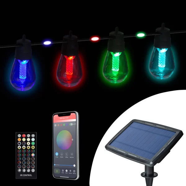 Smart szolár fényfüzér - 84+15 db RGB LED - 14,5 m - bluetooth 11748