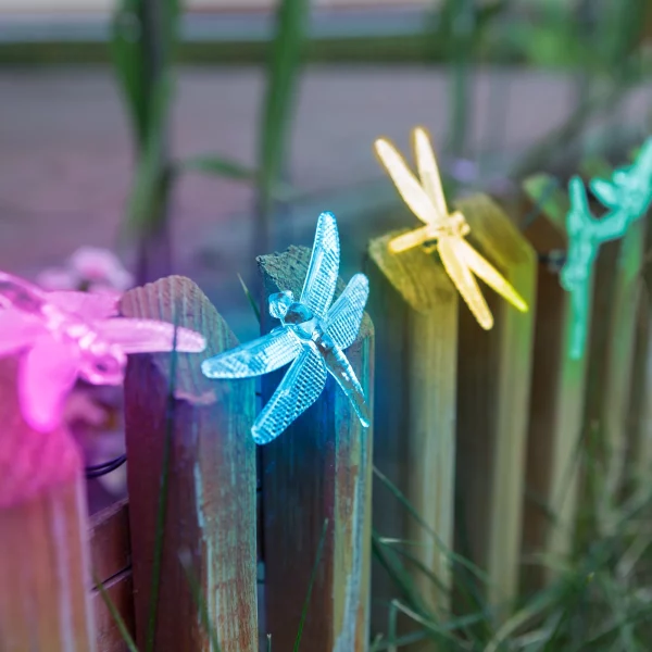 LED szolár fényfüzér - szitakötő - 2 m - 10 színes LED Garden of Eden 11758B