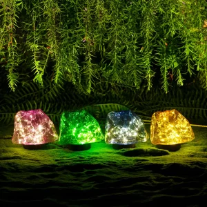 Leszúrható szolár lámpa - kavics forma - színes - 140 x 120 x 120 mm - melegfehér LED Garden of Eden 11768B