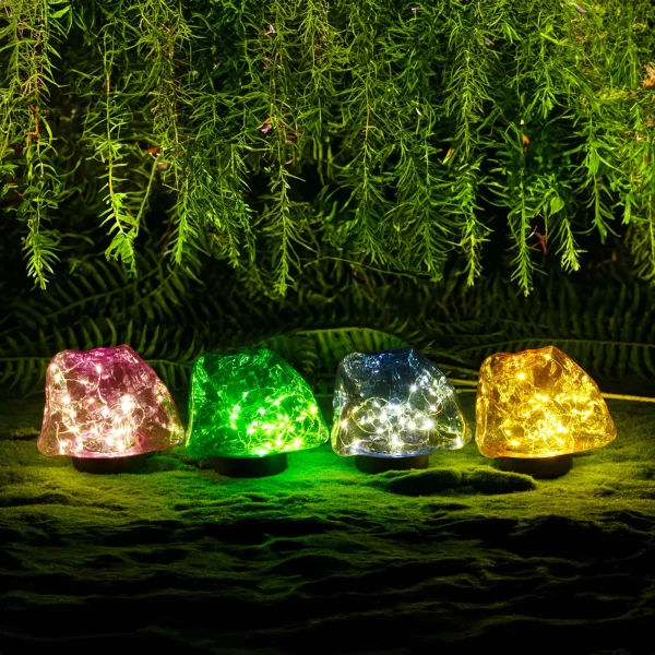 Leszúrható szolár lámpa - kavics forma - színes - 140 x 120 x 120 mm - melegfehér LED Garden of Eden 11768B