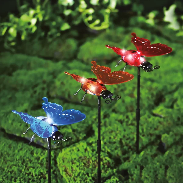 Szolár lámpa - leszúrható / függeszthető - pillangó - többféle - 12 x 6 x 21,5 cm - 4 LED Garden of Eden 11772