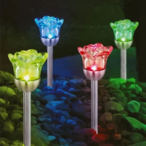 Szolár lámpa - leszúrható - rózsa - 1 RGB LED - 8 x 36,5 cm Garden of Eden 11774