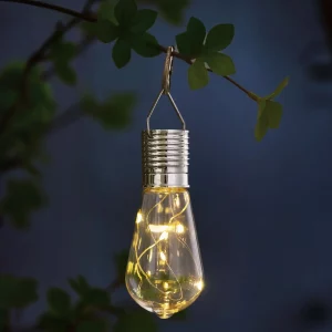 Felakasztható szolár lámpa - izzó - 4 melegfehér LED - 4,7 x 11 cm Garden of Eden 11777