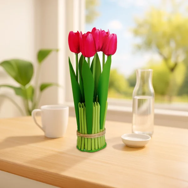 Műnövény dekoráció - tulipán - piros - 26 x 6,5 cm Vog und Arths 11897A