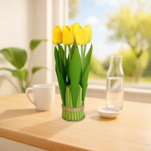 Műnövény dekoráció - tulipán - sárga - 26 x 6,5 cm Vog und Arths 11897B