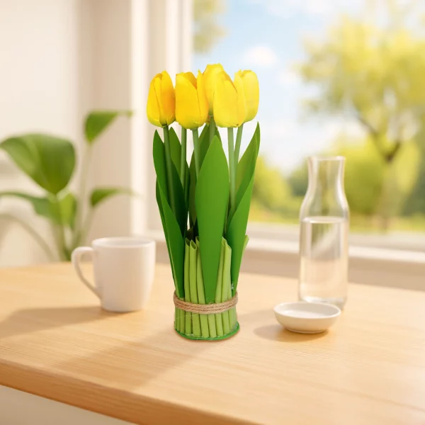 Műnövény dekoráció - tulipán - sárga - 26 x 6,5 cm Vog und Arths 11897B