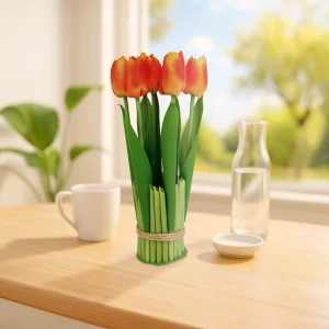 Műnövény dekoráció - tulipán - narancssárga - 26 x 6,5 cm Vog und Arths 11897D