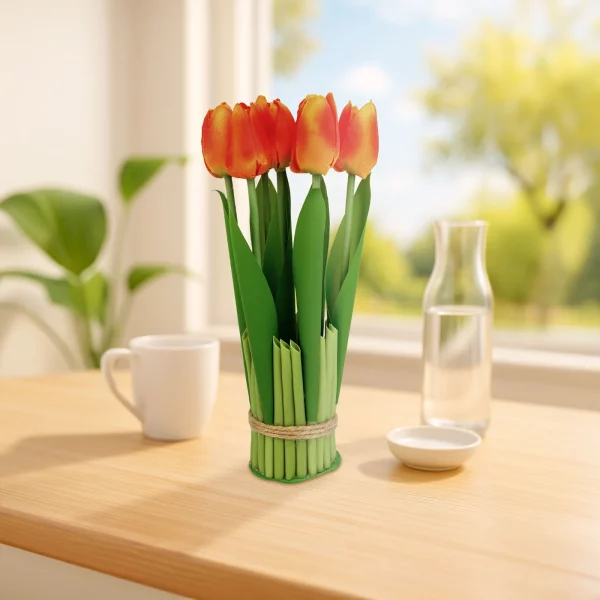 Műnövény dekoráció - tulipán - narancssárga - 26 x 6,5 cm Vog und Arths 11897D