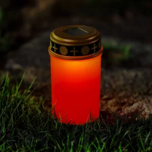 Leszúrható szolár mécses - pislákoló melegfehér LED - 7,3 x 20,5 cm - piros / fehér Garden of Eden 13001