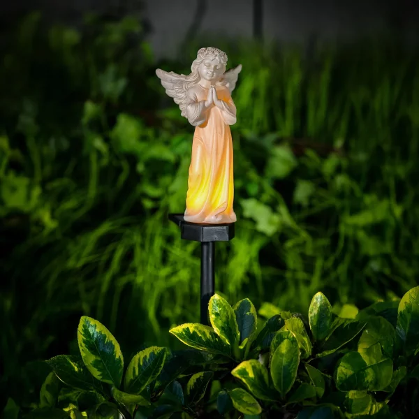 Szolár angyalka - imádkozó - 1 melegfehér LED - műgyanta - 49 x 11 x 6,5 cm Garden of Eden 13002A