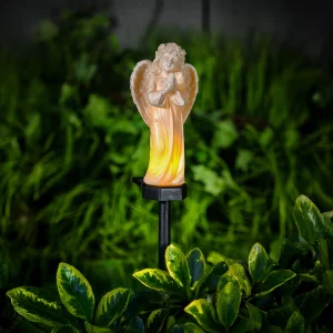 Solar little angel – with bird – 1 warm white LED – resin – 48 x 11 x 6.5 cm Garden of Eden 13002C