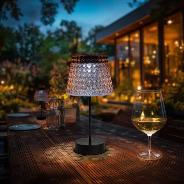 Hibás ! Szolár asztali lámpa - rózsaszín - hidegfehér LED - műanyag - 26 x 12 cm Garden of Eden 13005C
