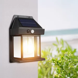 Szolár mozgásérzékelős fali lámpa - 1 filament LED - fekete - 12 x 6 x 17 cm Garden of Eden 13007