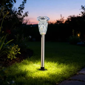 Leszúrható szolár lámpa - 1 x melegfehér - króm - 6 x 38,5 cm Garden of Eden 13014