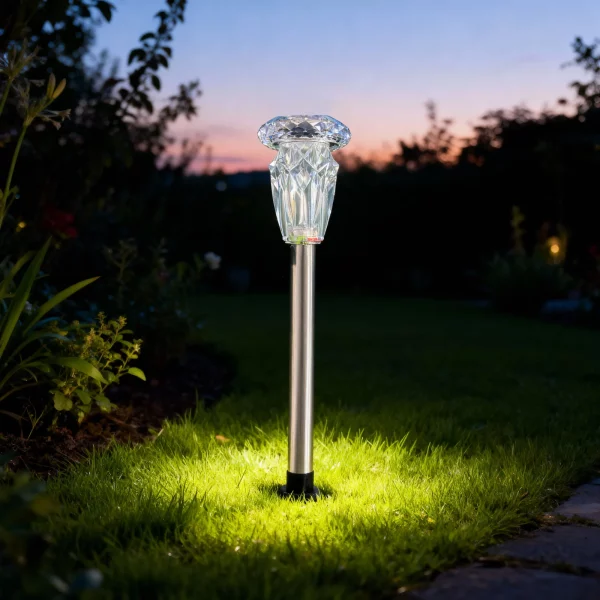Leszúrható szolár lámpa - 1 x melegfehér - króm - 6 x 38,5 cm Garden of Eden 13014