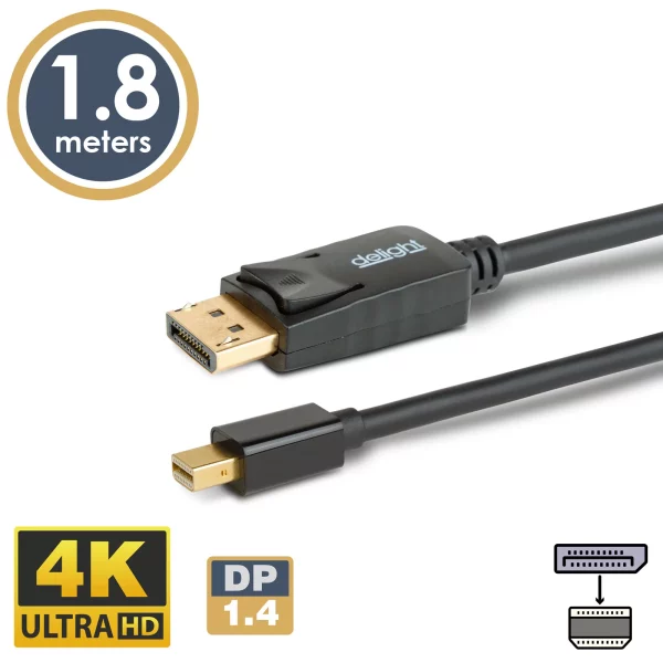DisplayPort - Mini Displayport kábel - 1.4 - 4K - 1,8 m Delight 20336B