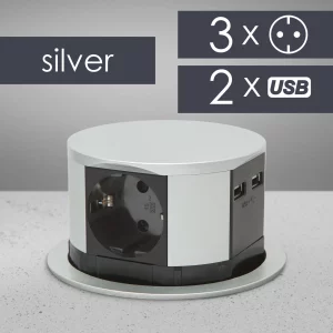 Elosztó - rejtett, 3-as + USB-A + Type-C Delight 20433
