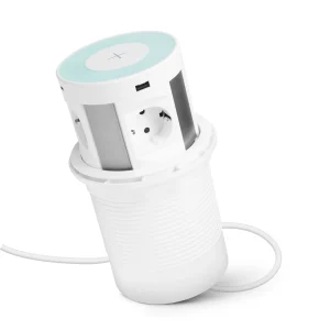 Rejtett elosztó - 4-es + vezeték nélküli töltés + 2xUSB + 2xType-C - fehér Delight 20434WH