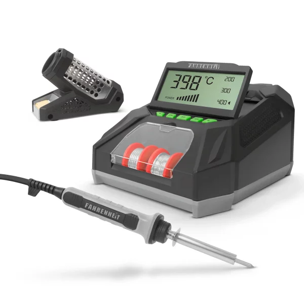 Digitális forrasztópáka állomás - LCD kijelzővel, pákaheggyel, ónnal és szivaccsal - 230 V Fahrenheit 28006