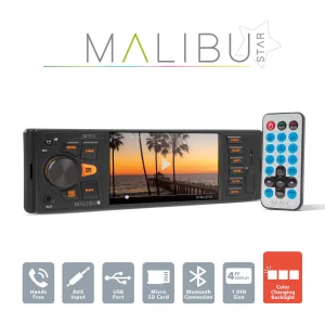 Multimédiás fejegység "Malibu Star" - 1 DIN - 4 x 50 W - BT - MP3 - AUX - SD - USB MNC 39751
