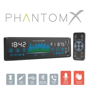 Fejegység "PhantomX" - 1 DIN - 4 x 50 W - gesztusvezérlés - BT - MP3 - AUX - USB MNC 39752