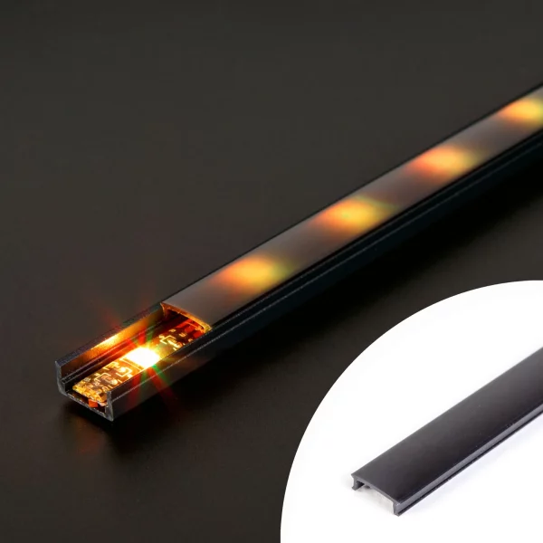 LED aluminium profil takaró búra - fekete - 1000mm (41010/41011hez) Phenom 41010M1-BK