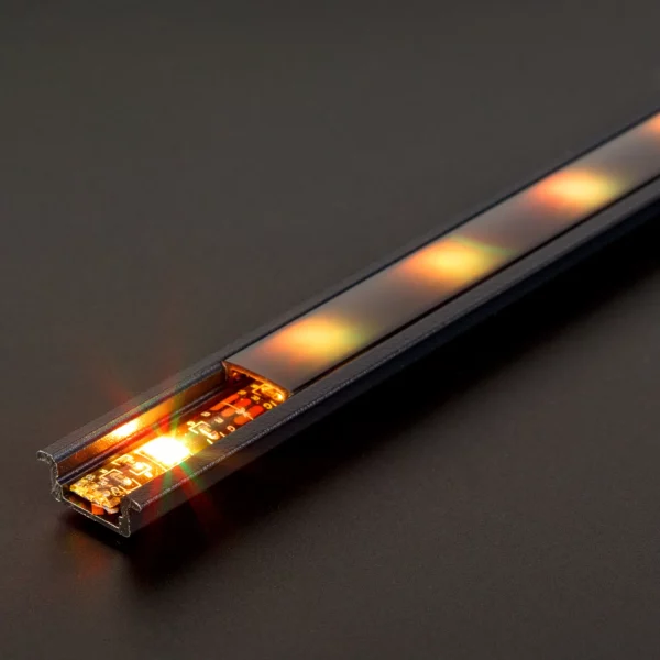 LED aluminium profil sín - 1000 x 23(17) x 8 mm - süllyeszthető U profil - fekete Phenom 41011A1-BK