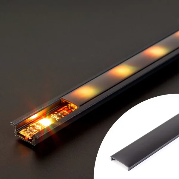 LED aluminium profil takaró búra - fekete - 1000 mm (41011A1-hez) Phenom 41011M1-BK