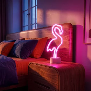 Neon LED lámpa - rózsaszín flamingó - 3 x AA + USB - 12 x 8,5 x 29,5 cm Phenom 43996A